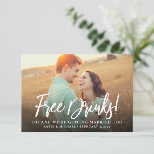 Kostenloses Drinks Foto Ankündigung Datum freihalt (Stehend Vorderseite)