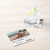 Kostenloses Drinks Foto Einzigartig Save the Date Rechteckiger Pappuntersetzer (Vor Ort)