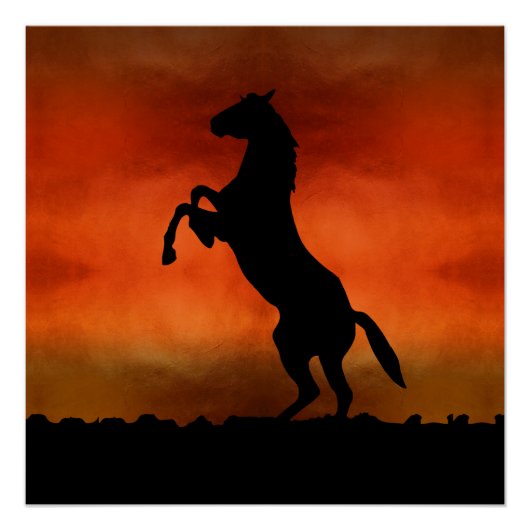 Kostenloses Pferd bei Sonnenuntergang Poster (Vorderseite)