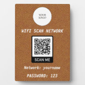 Kostenloses WLAN QR Code Einfaches braunes Leder Fotoplatte (Vorderseite)