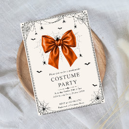 Kostenparty Orange Schleife Halloween-Einladung Vo Einladung