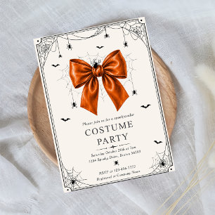 Kostenparty Orange Schleife Halloween-Einladung Vo Einladung