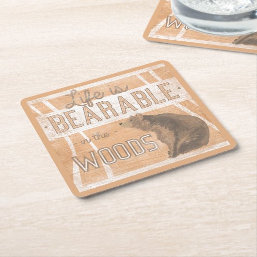 Kostenvoranschlag | Das Leben ist im Wald erträgli Rechteckiger Pappuntersetzer (angewinkelt)