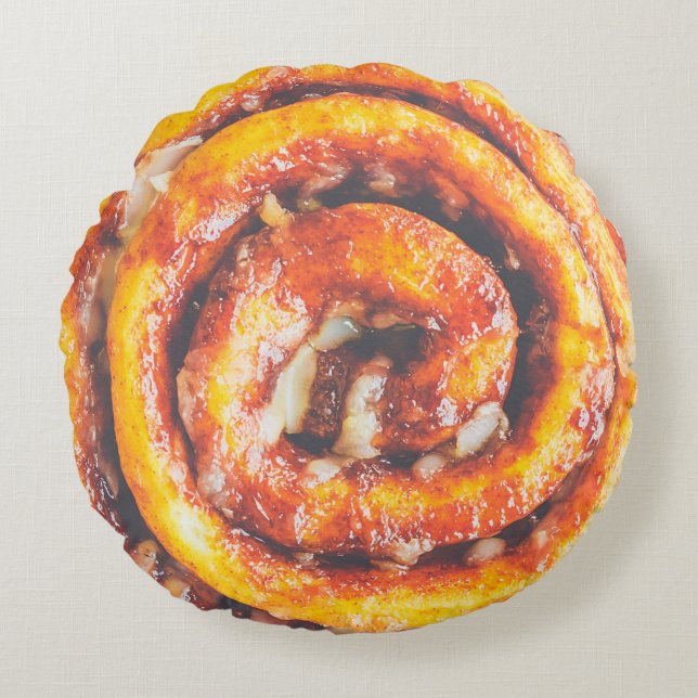 Köstlich und süß Zimt Bun. Rundes Kissen (Vorderseite)