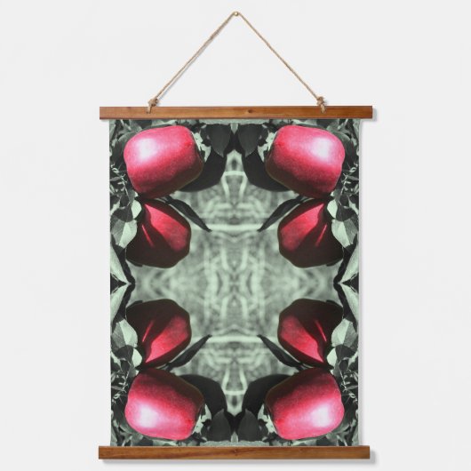 Köstliche Äpfel auf drei Teilfarben Abstrakt Wandteppich Mit Holzrahmen (Vorderseite)