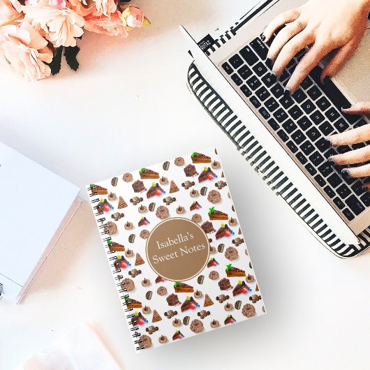 Köstliche Aquarellschokolade Nachspeise Name Notizblock