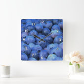 Köstliche Blaubeeren Quadratische Wanduhr (Zuhause)
