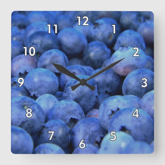 Köstliche Blaubeeren Quadratische Wanduhr (Vorderseite)