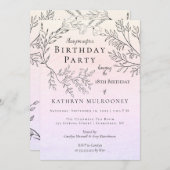 Köstliche BlumenKonturen auf Rosa-18. Einladung (Vorne/Hinten)