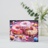Köstliche Donut mit Zuckerverglasung, Top-Aussicht Postkarte (Stehend Vorderseite)
