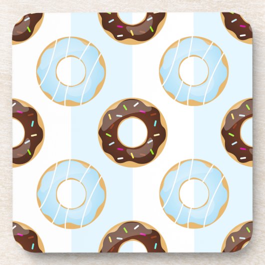 Köstliche Donuts Blue Stripes Plastik-Untersetzer Untersetzer (Vorderseite)