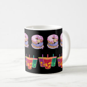 Köstliche Donuts & Fruchtsaft Freude Kaffeetasse