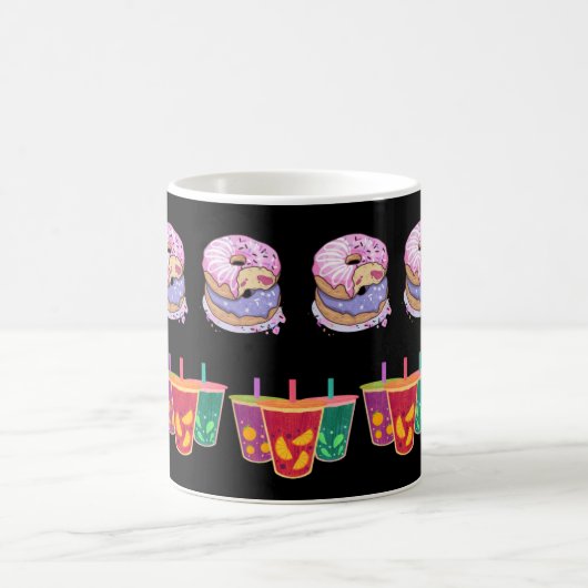 Köstliche Donuts & Fruchtsaft Freude Kaffeetasse (Mittel)