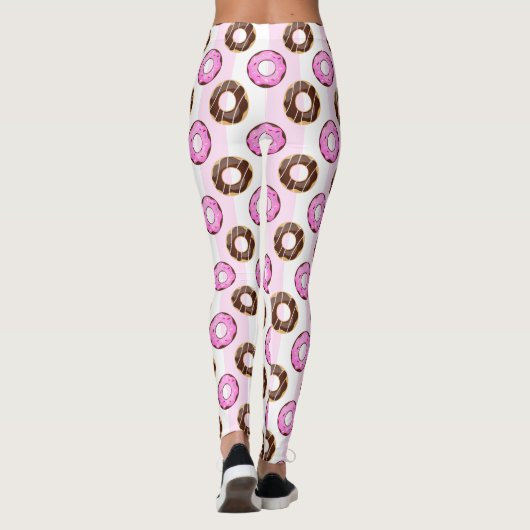 Köstliche Donuts Pink Stripes Muster Leggings (Rückseite)