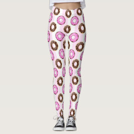 Köstliche Donuts Pink Stripes Muster Leggings