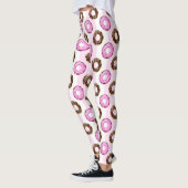 Köstliche Donuts Pink Stripes Muster Leggings (Links)