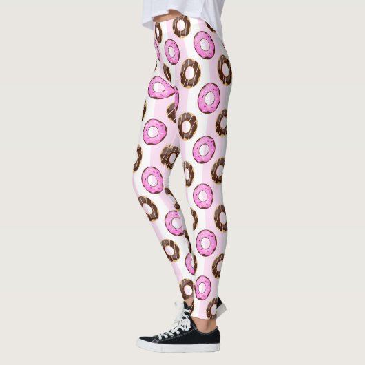 Köstliche Donuts Pink Stripes Muster Leggings (Links)