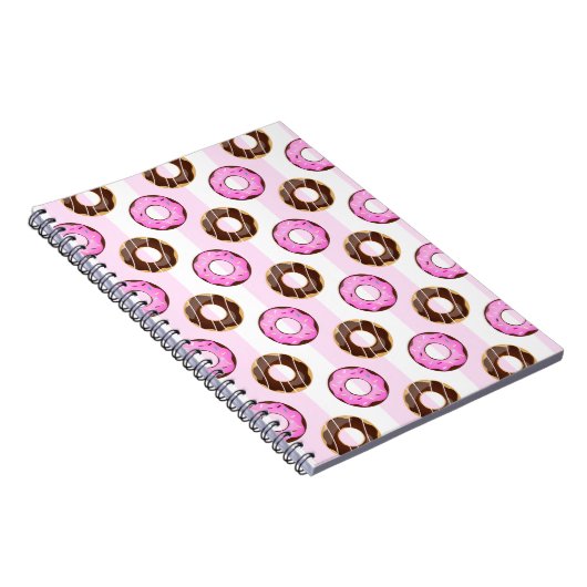 Köstliche Donuts Pink Stripes Muster Notebook Notizblock (Rechte Seite)