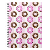 Köstliche Donuts Pink Stripes Muster Notebook Notizblock (Vorderseite)