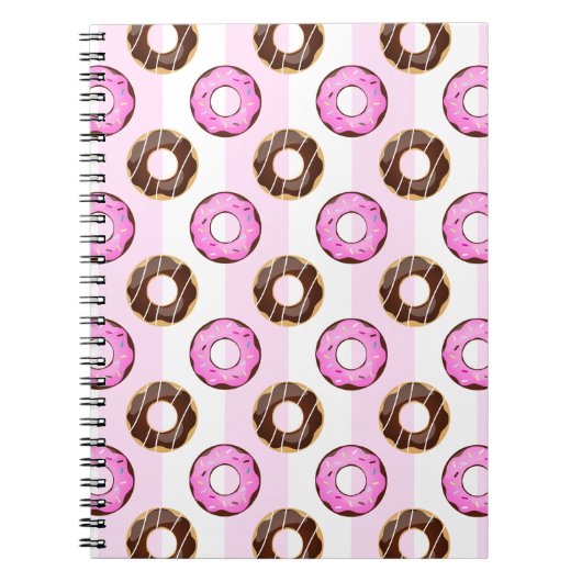 Köstliche Donuts Pink Stripes Muster Notebook Notizblock (Vorderseite)