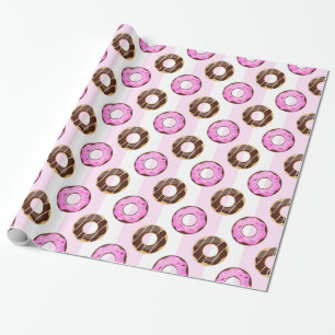 Köstliche Donuts rosa Streifen Umschlagpapier Geschenkpapier
