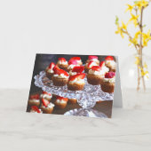 Köstliche Erdbeere Cupcakes Nachtisch Karte (Gelbe Blume)