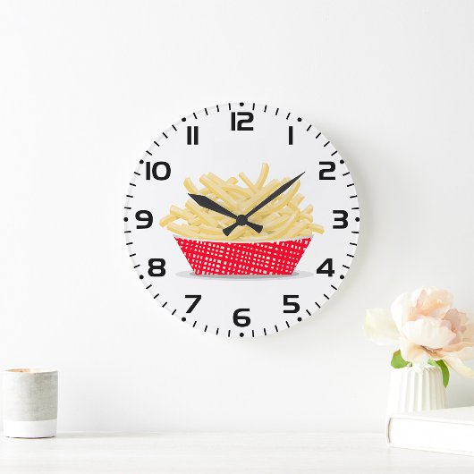 Köstliche französische Fries Retro Fast Food Große Wanduhr