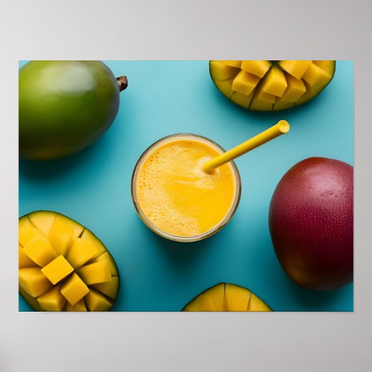 Köstliche Fresh Mango Smoothie auf weißem Hintergr Poster (Vorne)