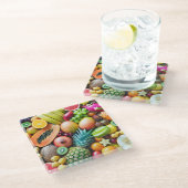 Köstliche Fruchtdarstellung Glasuntersetzer (Schrägansicht)