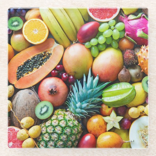 Köstliche Fruchtdarstellung Glasuntersetzer (Vorderseite)