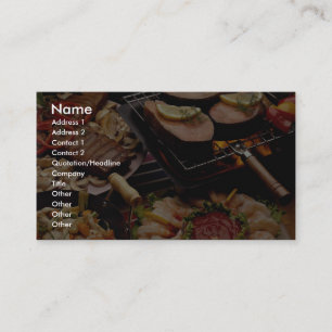 Köstliche gegrillte Lachse, Rindfleischsteaks und Visitenkarte