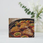 Köstliche Grillsteaks Postkarte (Stehend Vorderseite)