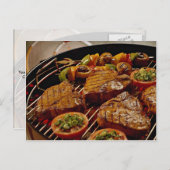 Köstliche Grillsteaks Postkarte (Vorne/Hinten)