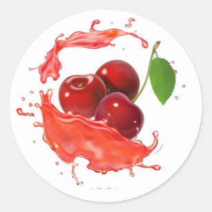 Köstliche Juicy Cherries. Obst und Shirt. Runder Aufkleber