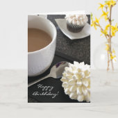 Köstliche kleine Kuchen und Kaffee Karte (Gelbe Blume)