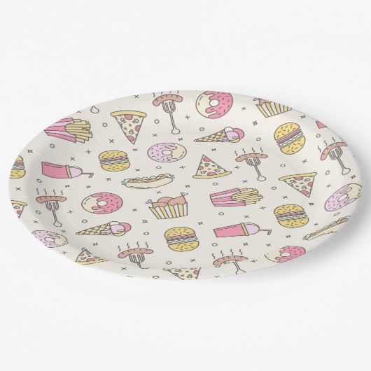 Köstliche Leckereien Pappteller (Schrägansicht)