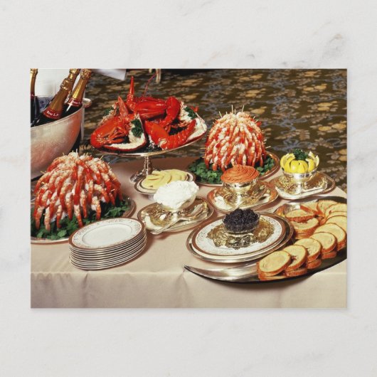 Köstliche Meeresfrüchte und Vorspeisen Postkarte (Vorderseite)