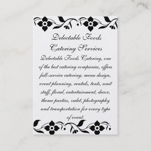 Köstliche Nahrungsmittel Visitenkarte (Vorderseite)