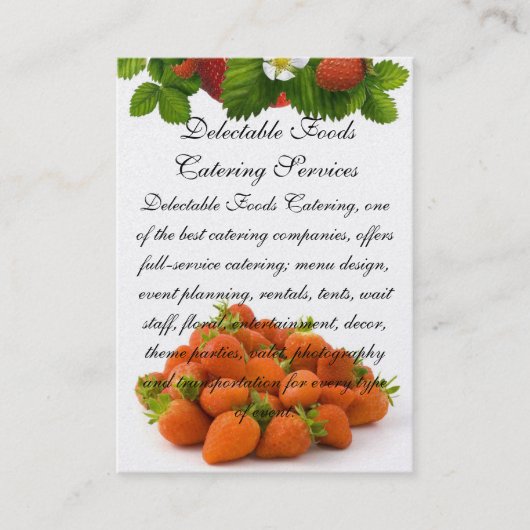 Köstliche Nahrungsmittel Visitenkarte (Vorderseite)