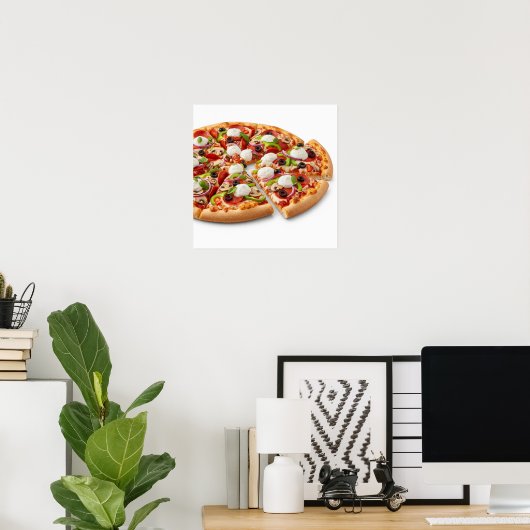 Köstliche Pizza mit Toppings Poster (Heimbüro)