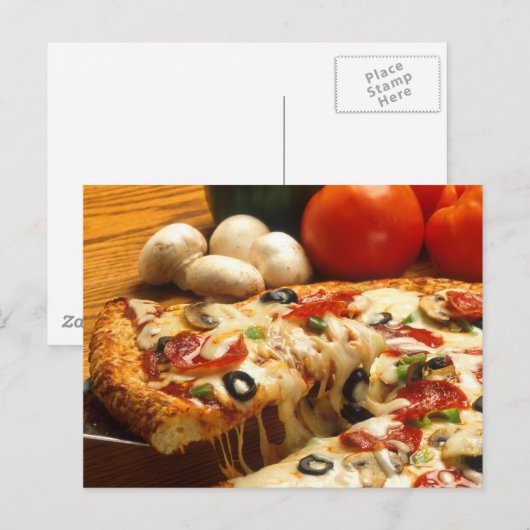 Köstliche Pizza Postkarte (Vorne/Hinten)