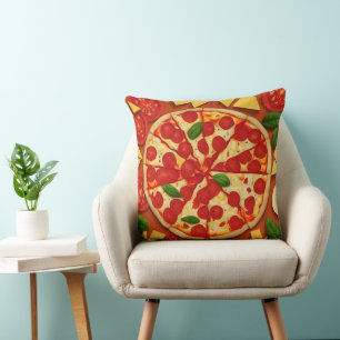 Köstliche Pizza veganer Tomatenkäse hell Kissen