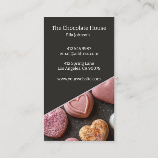 Köstliche Pralinen Visitenkarte (Rückseite)