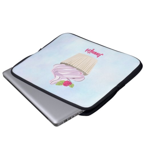 Köstliche rosa Cupcake Berry auf Top Custom Laptopschutzhülle (Vorne Knopf)