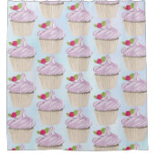 Köstliche rosa Cupcake Berry oben Duschvorhang (Vorderseite)
