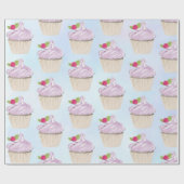 Köstliche rosa Cupcake Berry oben Geschenkpapier (Flach)