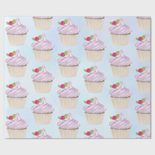 Köstliche rosa Cupcake Berry oben Geschenkpapier (Flach)
