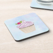 Köstliche rosa Cupcake Berry oben Getränkeuntersetzer (Linke Seite)