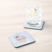 Köstliche rosa Cupcake Berry oben Getränkeuntersetzer (Rechte Seite)