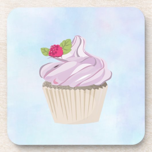Köstliche rosa Cupcake Berry oben Getränkeuntersetzer (Vorderseite)